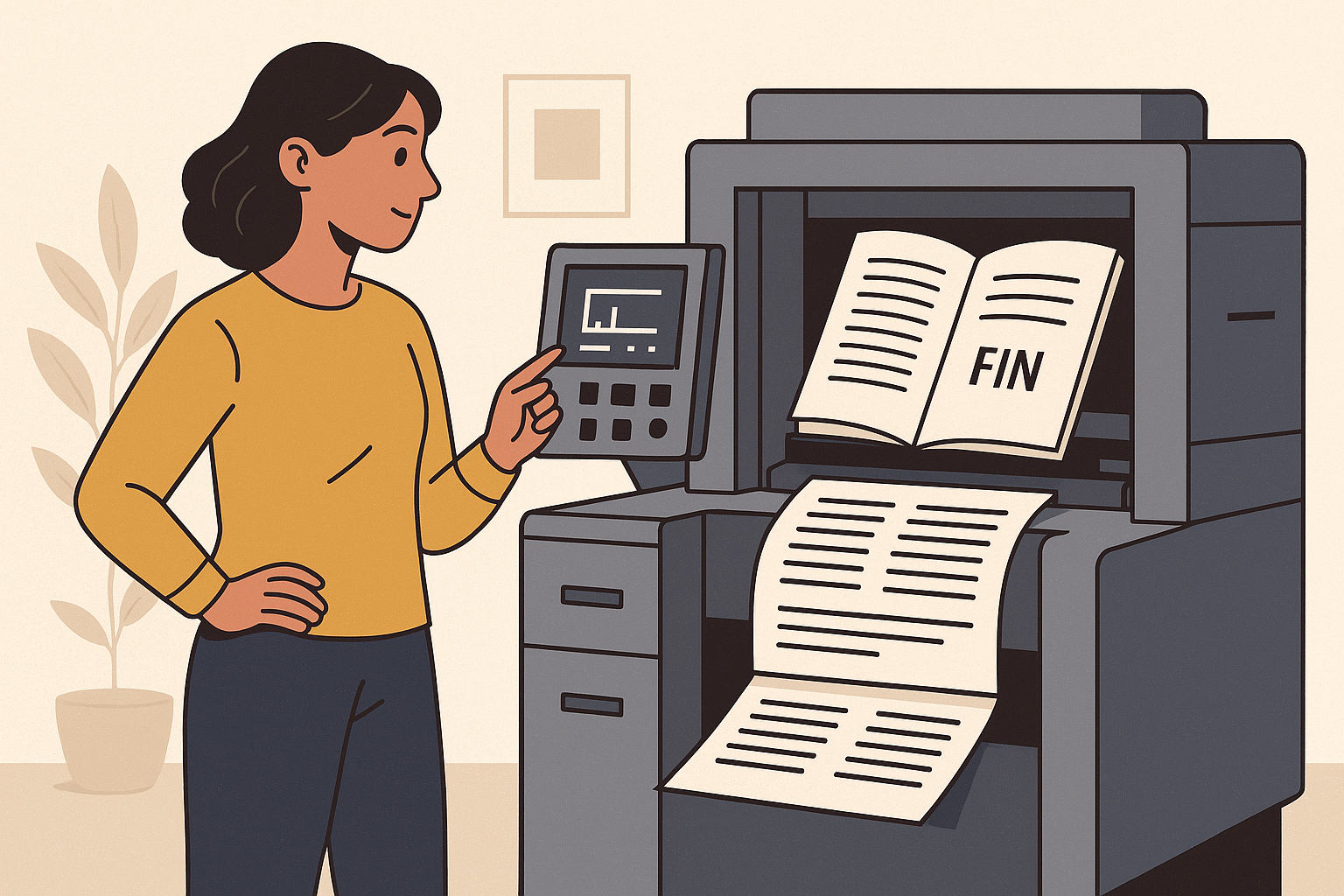 illustration d'un livre sortant d'imprimerie